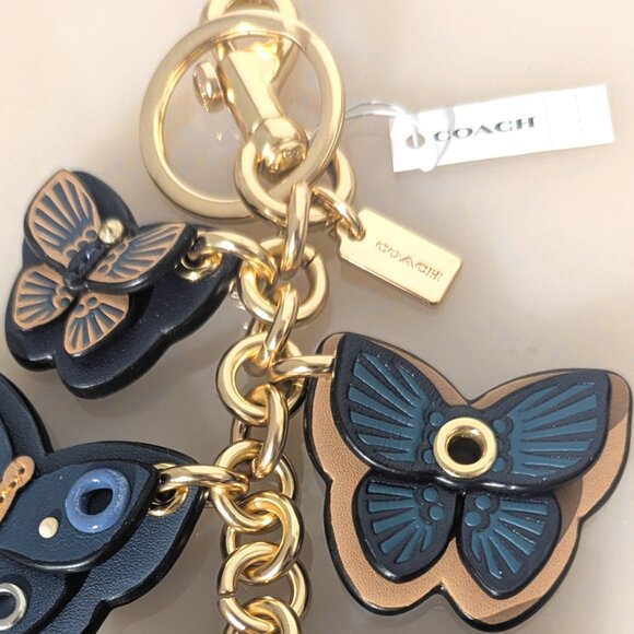 Coach $150 NWT Butterfly Cluster Bag Purse Charm C8224 Gold/Denim Multi - Picture 10 of 10